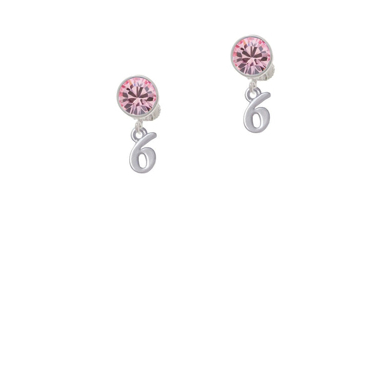 Small Number - 6 - Crystal Clip On Earrings Image 1