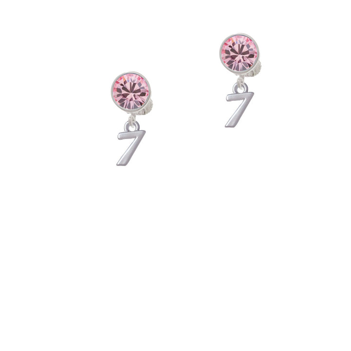 Small Number - 7 - Crystal Clip On Earrings Image 4