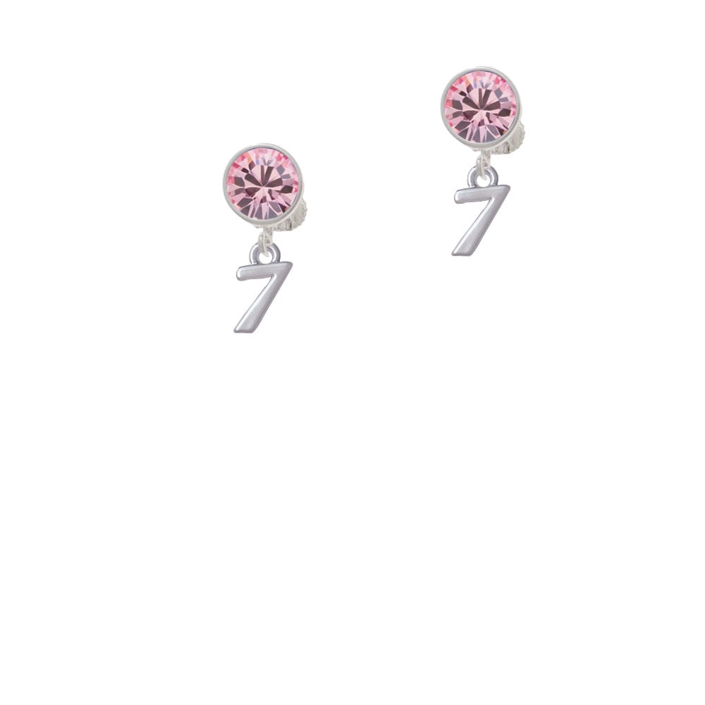 Small Number - 7 - Crystal Clip On Earrings Image 1