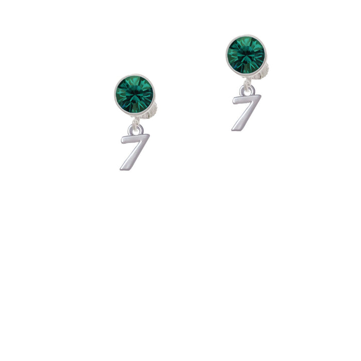 Small Number - 7 - Crystal Clip On Earrings Image 6