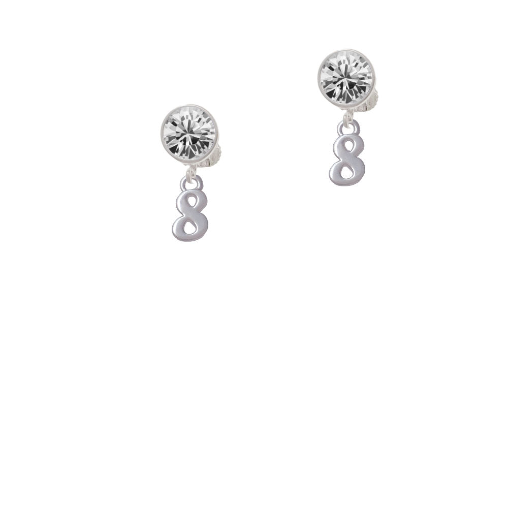 Small Number - 8 - Crystal Clip On Earrings Image 2