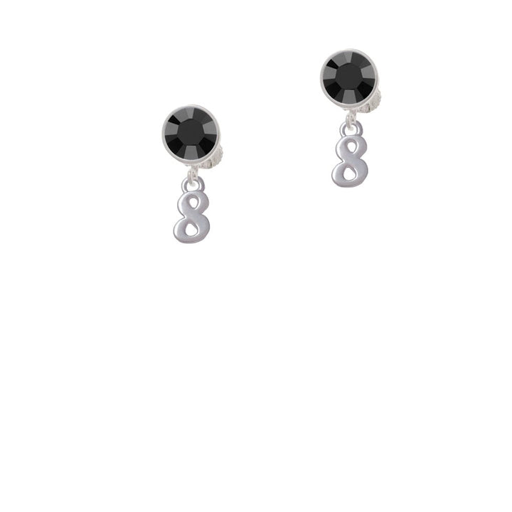 Small Number - 8 - Crystal Clip On Earrings Image 3