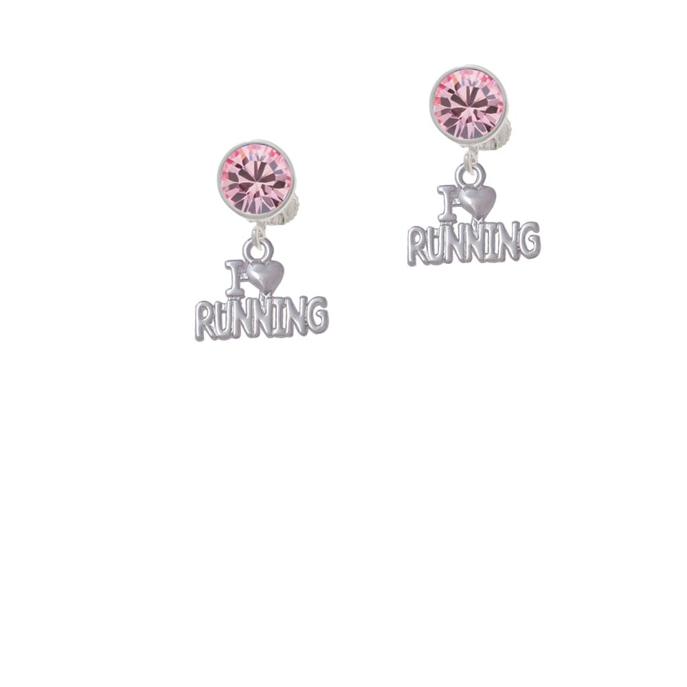 I Heart Running Crystal Clip On Earrings Image 4