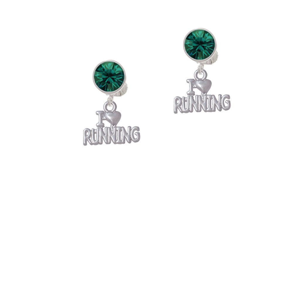 I Heart Running Crystal Clip On Earrings Image 6