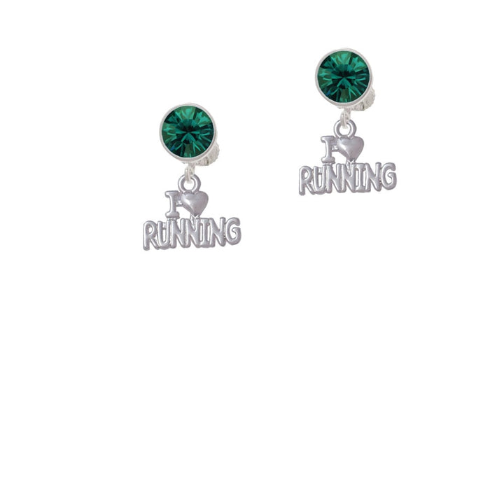 I Heart Running Crystal Clip On Earrings Image 1