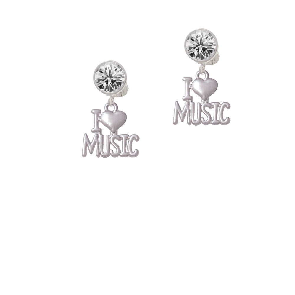 I Heart Music Crystal Clip On Earrings Image 2