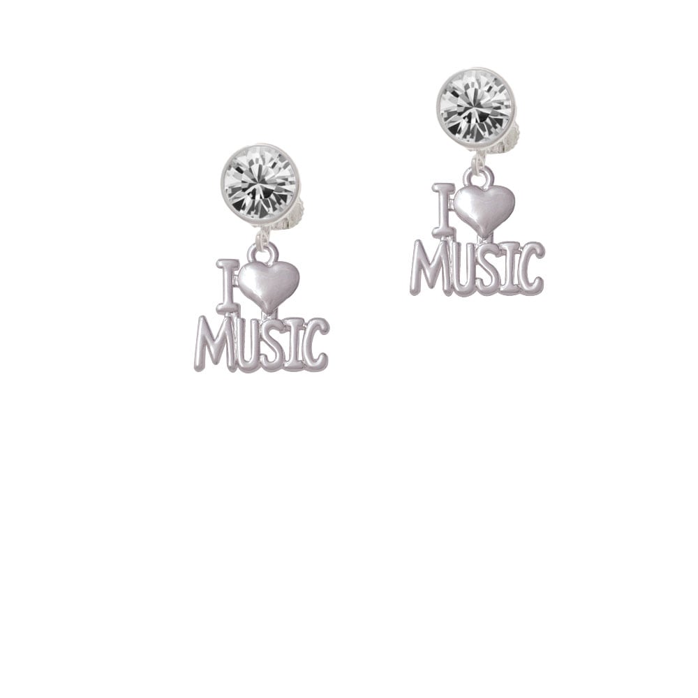 I Heart Music Crystal Clip On Earrings Image 1