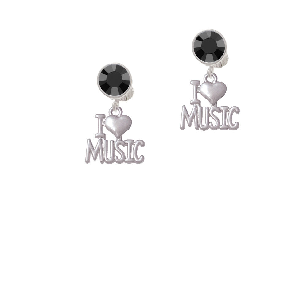 I Heart Music Crystal Clip On Earrings Image 3