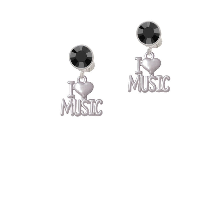 I Heart Music Crystal Clip On Earrings Image 1