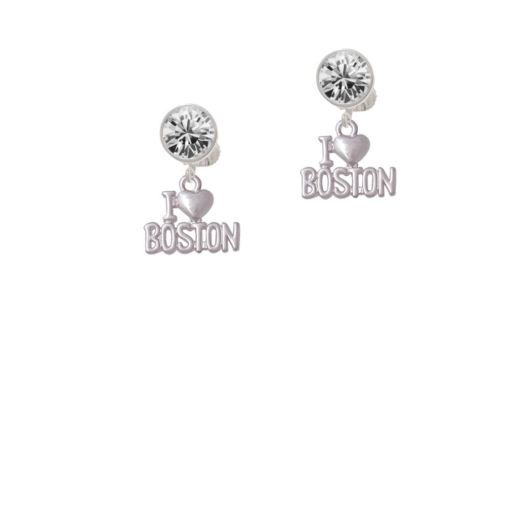 I Heart Boston Crystal Clip On Earrings Image 2