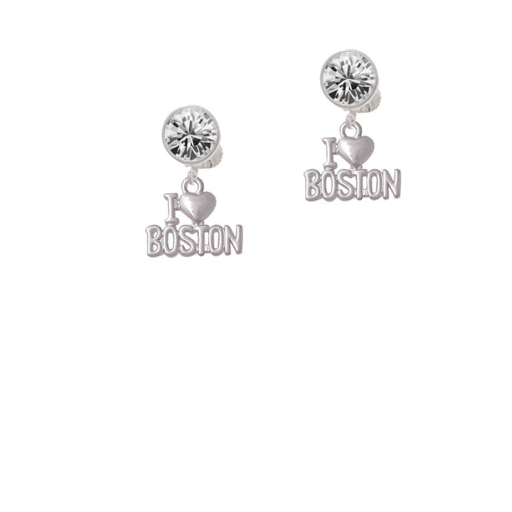 I Heart Boston Crystal Clip On Earrings Image 1