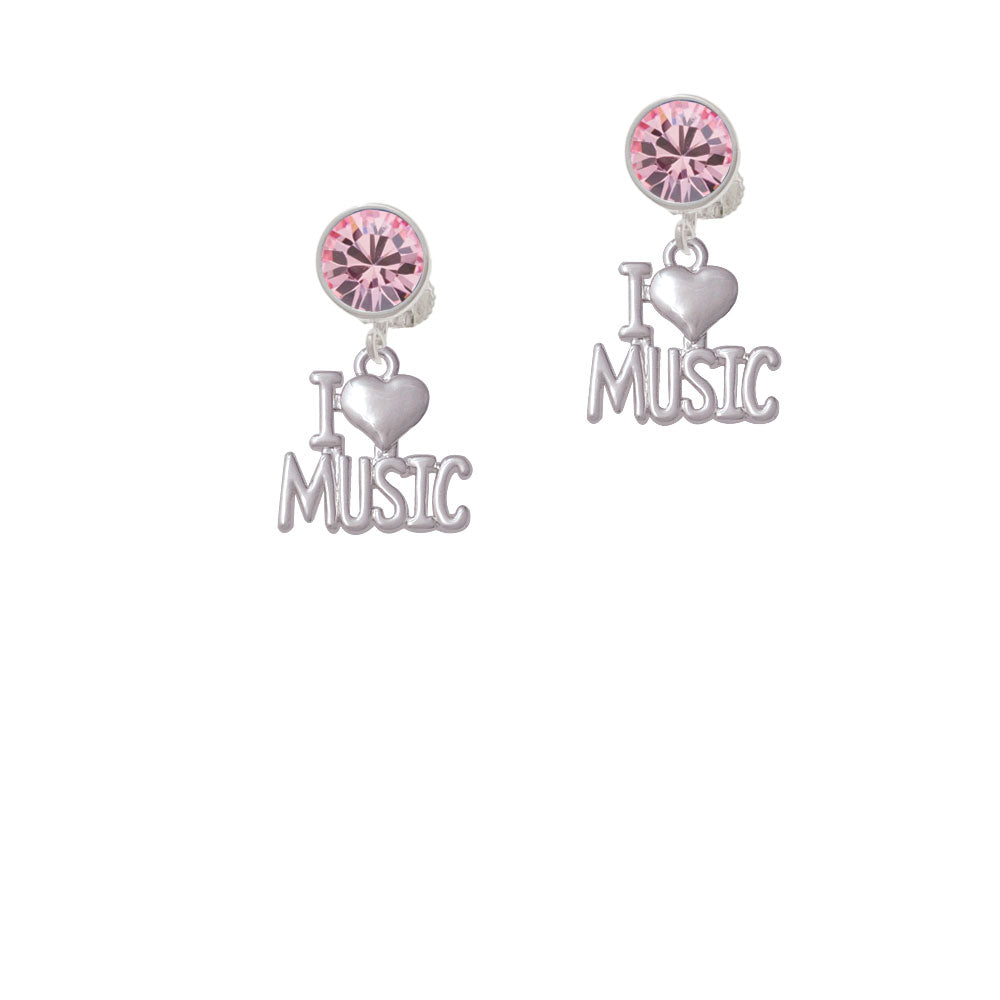 I Heart Music Crystal Clip On Earrings Image 4