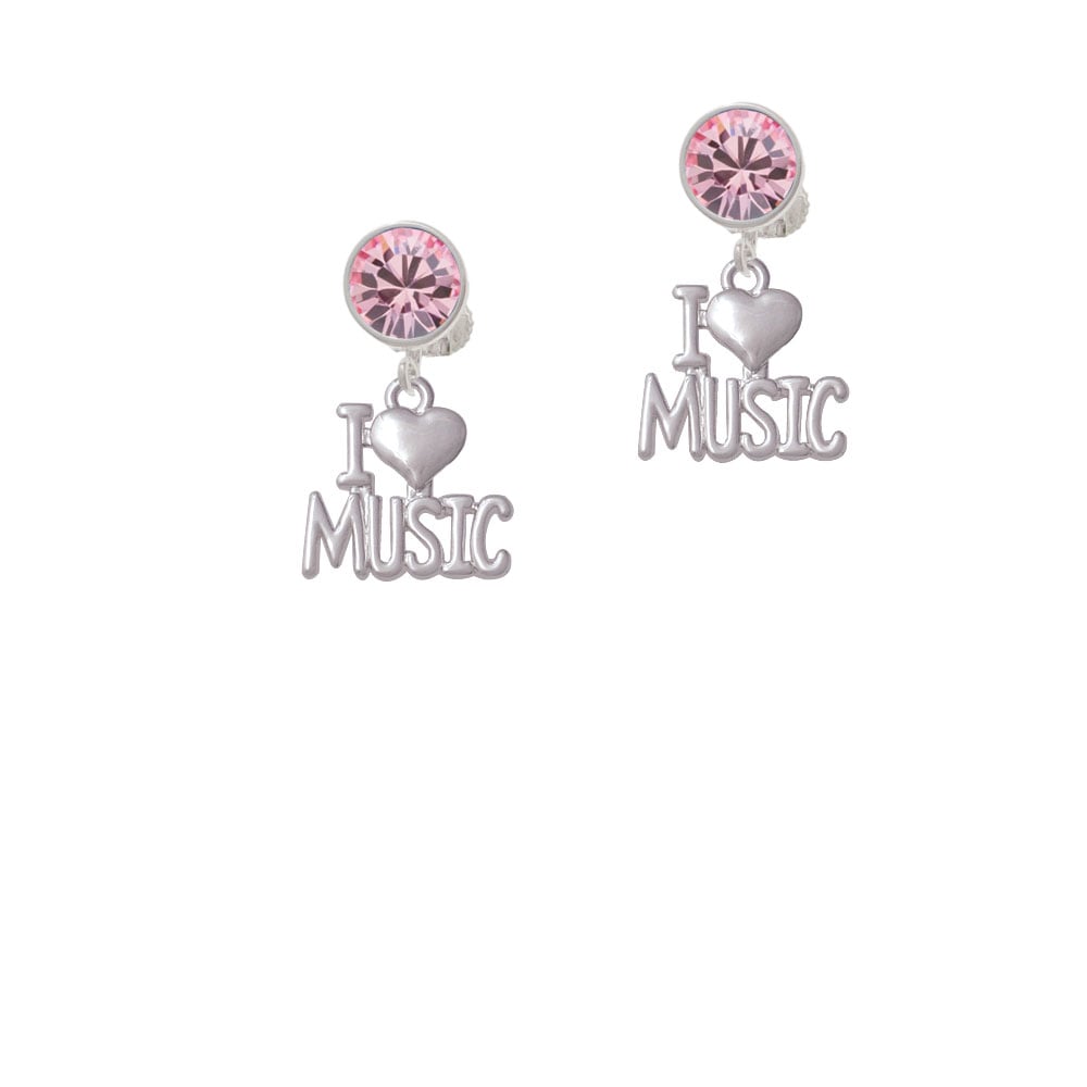 I Heart Music Crystal Clip On Earrings Image 1