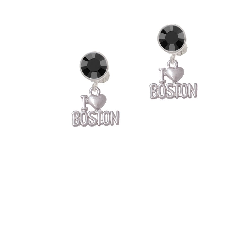 I Heart Boston Crystal Clip On Earrings Image 3