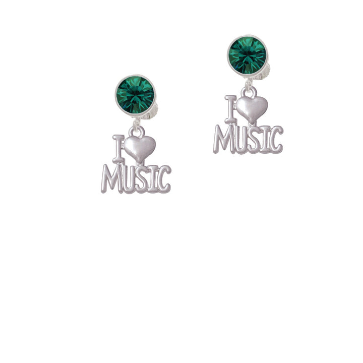 I Heart Music Crystal Clip On Earrings Image 6