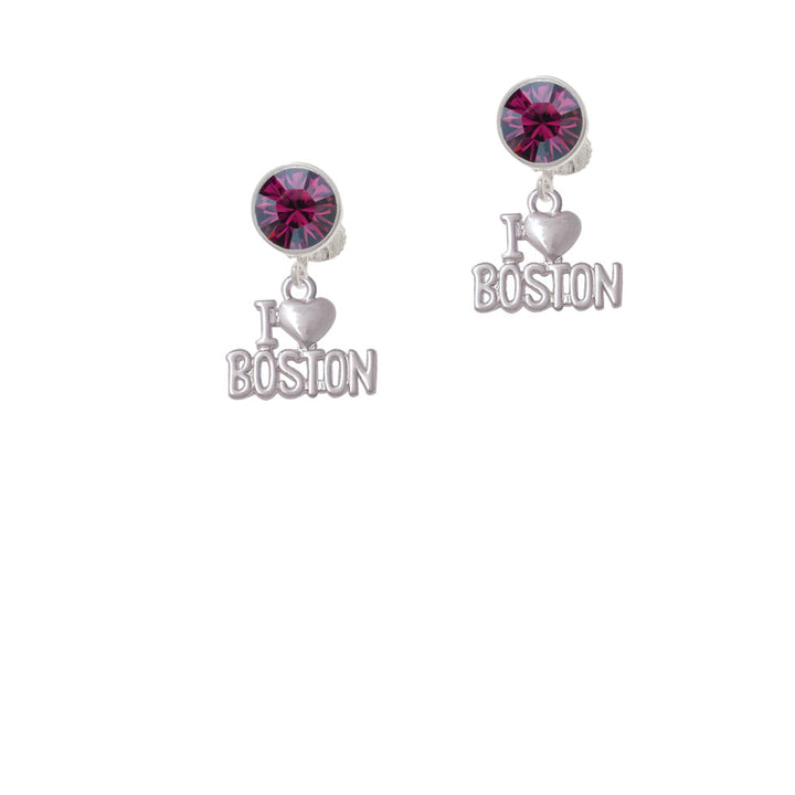 I Heart Boston Crystal Clip On Earrings Image 8