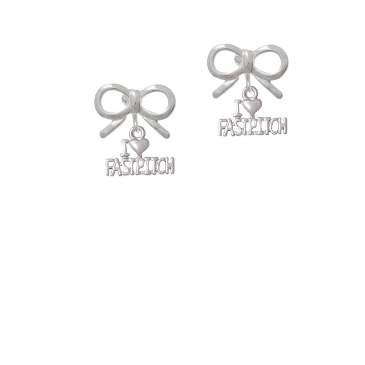 I Heart Fastpitch Crystal Clip On Earrings Image 9