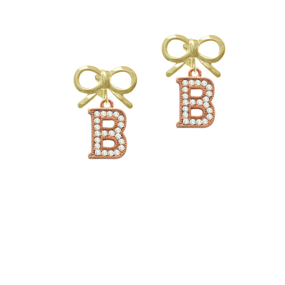 Crystal Rose Gold Tone Initial - B - Crystal Clip On Earrings Image 10