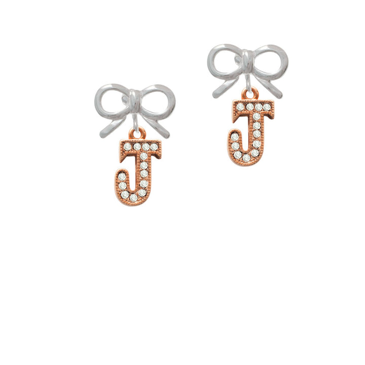 Crystal Rose Gold Tone Initial - J - Crystal Clip On Earrings Image 9