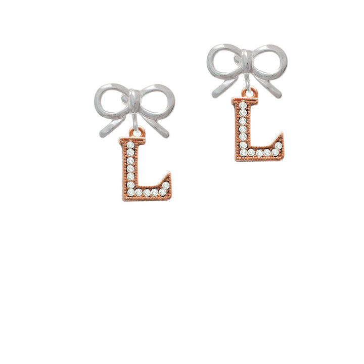 Crystal Rose Gold Tone Initial - L - Crystal Clip On Earrings Image 9