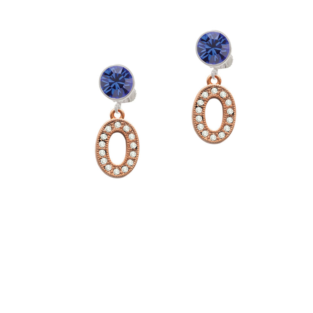 Crystal Rose Gold Tone Initial - O - Crystal Clip On Earrings Image 7