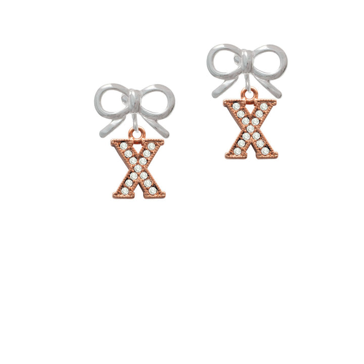 Crystal Rose Gold Tone Initial - X - Crystal Clip On Earrings Image 9