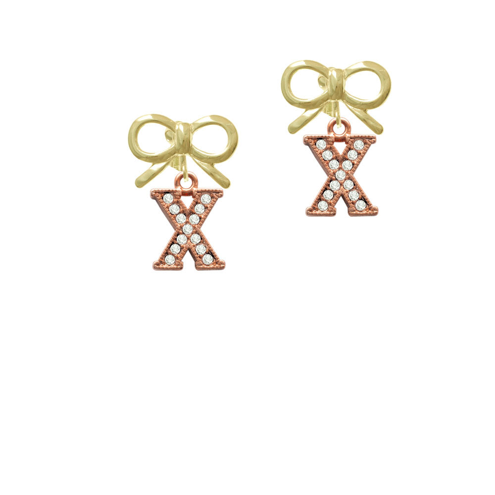 Crystal Rose Gold Tone Initial - X - Crystal Clip On Earrings Image 10