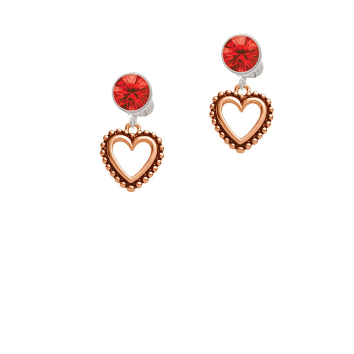 Open Rose Gold Tone Heart Crystal Clip On Earrings Image 1