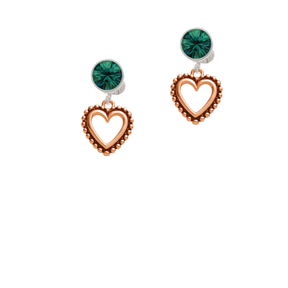 Open Rose Gold Tone Heart Crystal Clip On Earrings Image 6