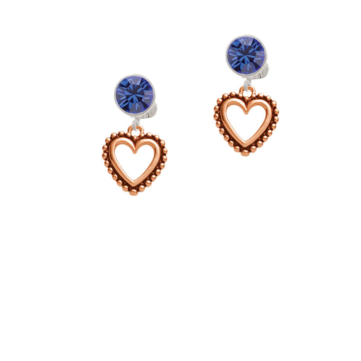 Open Rose Gold Tone Heart Crystal Clip On Earrings Image 7