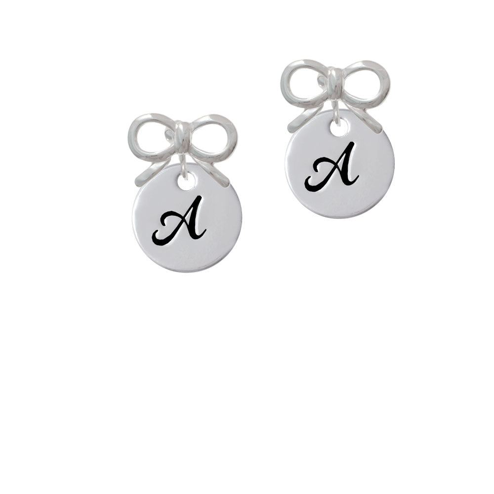 Large Script Letter - A - 3/4 Disc - Crystal Clip On Earrings Image 9