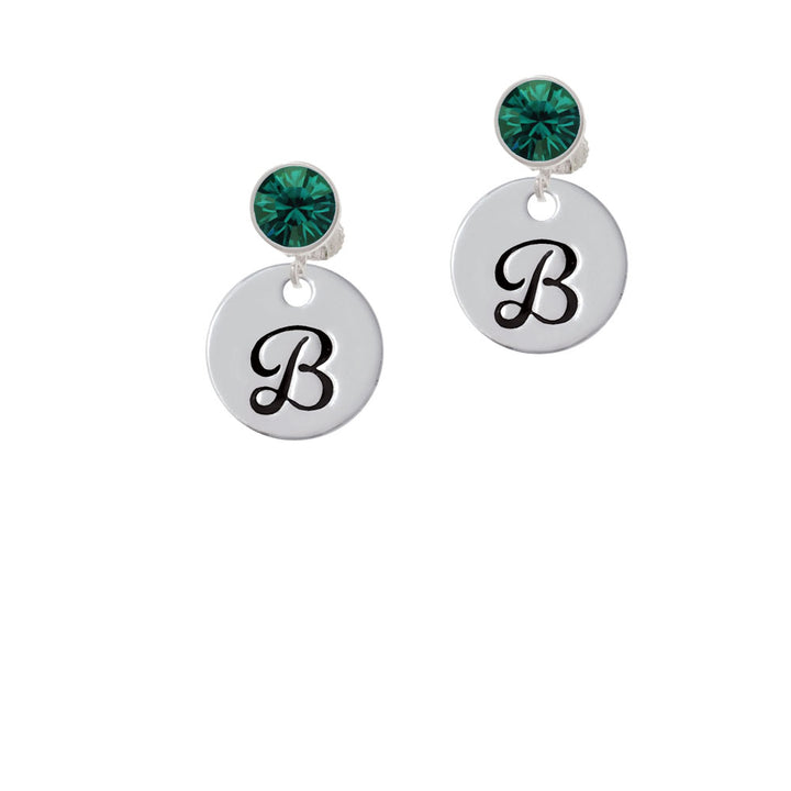 Large Script Letter - B - 3/4 Disc - Crystal Clip On Earrings Image 6