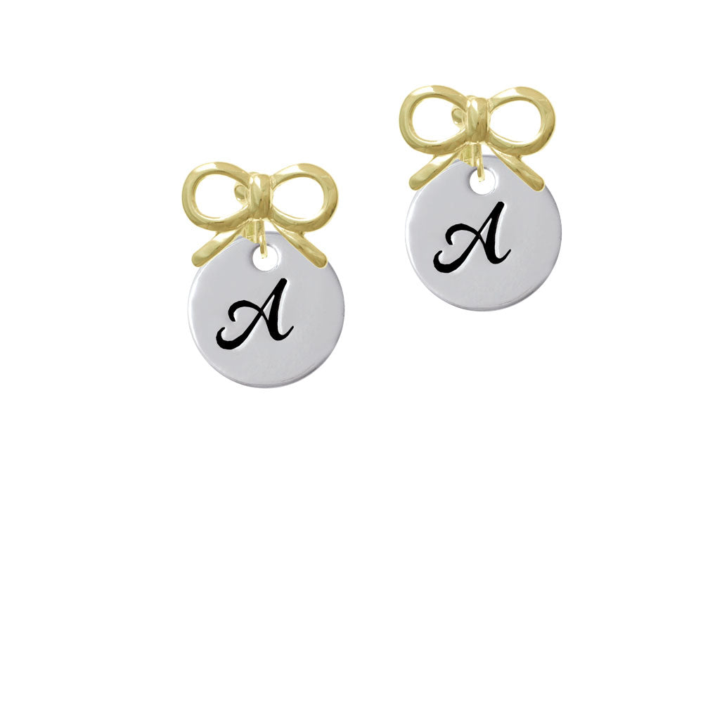 Large Script Letter - A - 3/4 Disc - Crystal Clip On Earrings Image 10