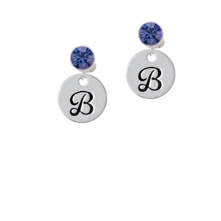 Large Script Letter - B - 3/4 Disc - Crystal Clip On Earrings Image 7