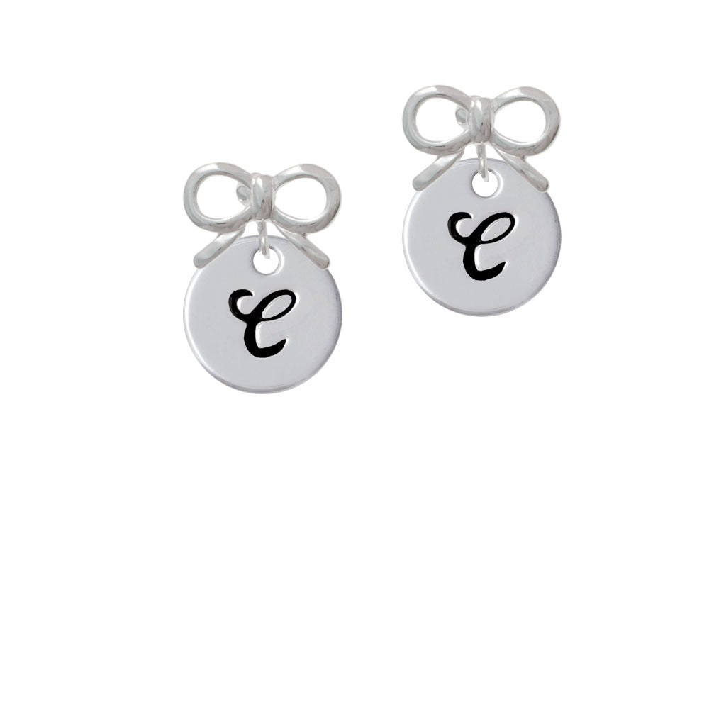 Large Script Letter - C - 3/4 Disc - Crystal Clip On Earrings Image 9