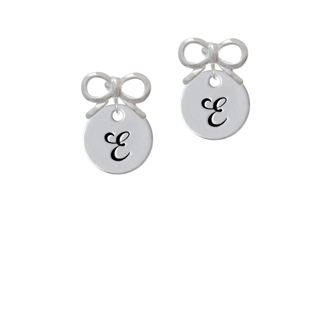 Large Script Letter - E - 3/4 Disc - Crystal Clip On Earrings Image 9