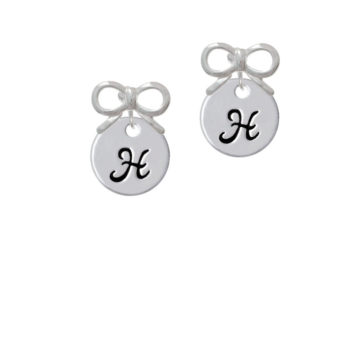 Large Script Letter - H - 3/4 Disc - Crystal Clip On Earrings Image 9