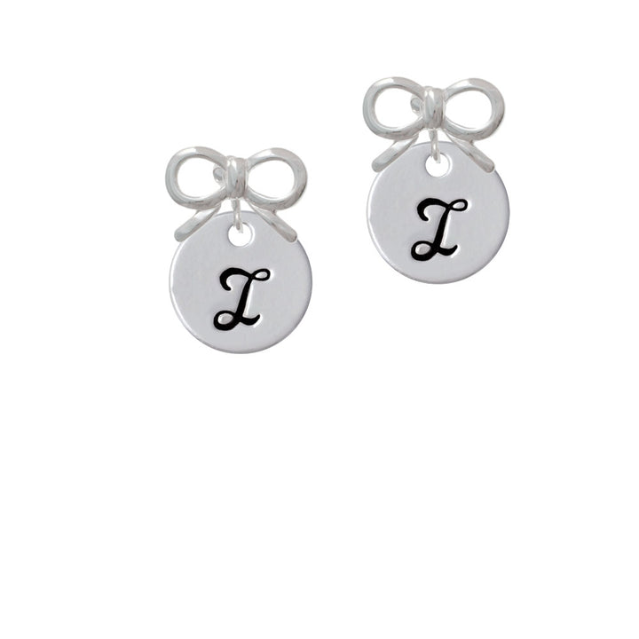 Large Script Letter - I - 3/4 Disc - Crystal Clip On Earrings Image 9