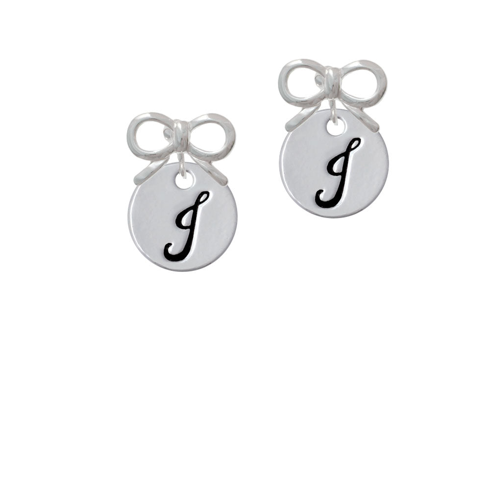 Large Script Letter - J - 3/4 Disc - Crystal Clip On Earrings Image 9