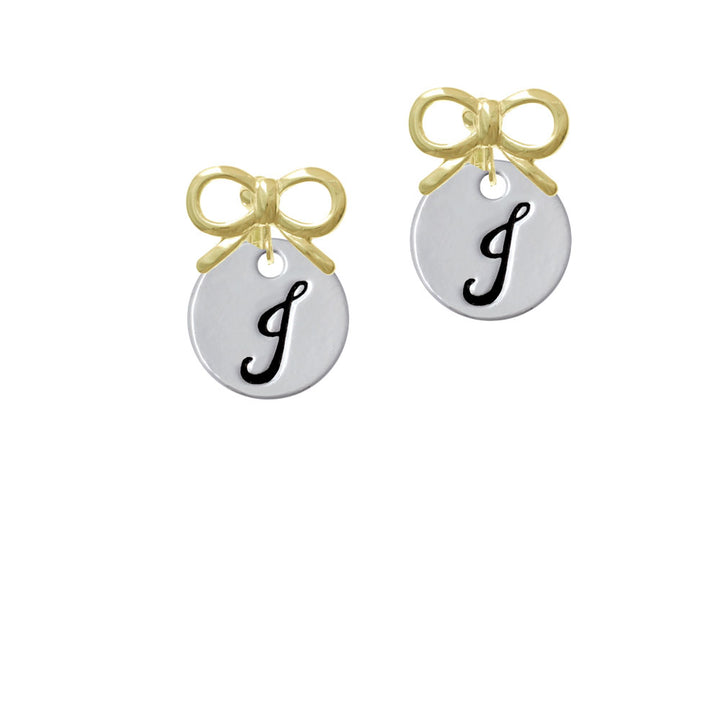 Large Script Letter - J - 3/4 Disc - Crystal Clip On Earrings Image 10