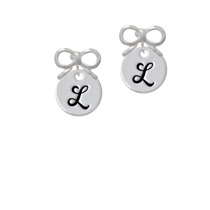 Large Script Letter - L - 3/4 Disc - Crystal Clip On Earrings Image 9