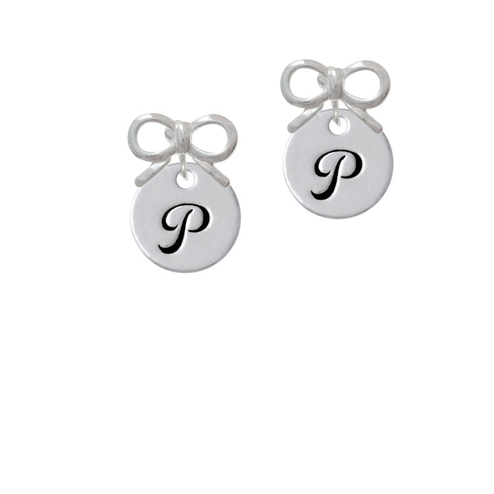 Large Script Letter - P - 3/4 Disc - Crystal Clip On Earrings Image 9