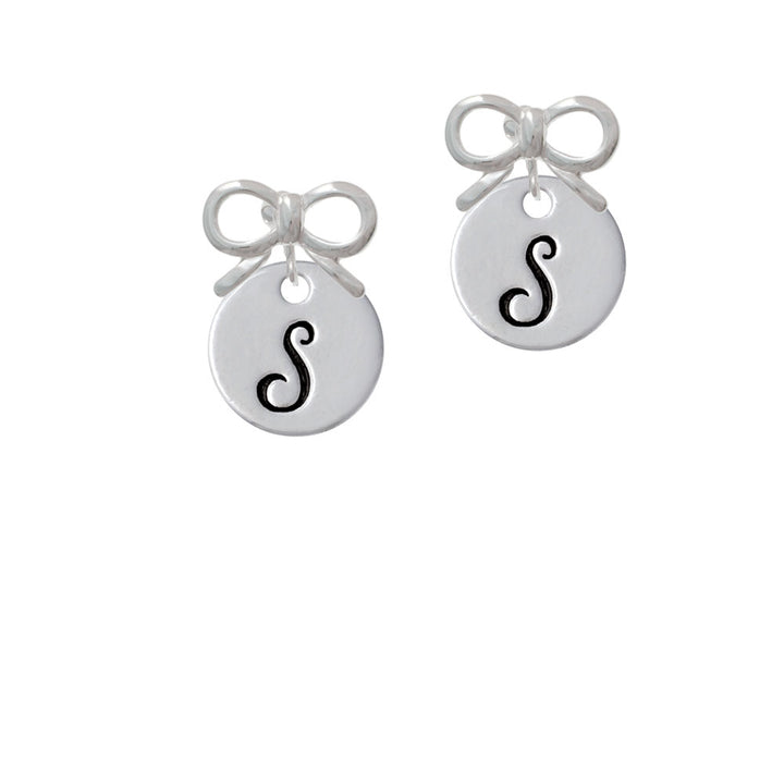 Large Script Letter - S - 3/4 Disc - Crystal Clip On Earrings Image 9