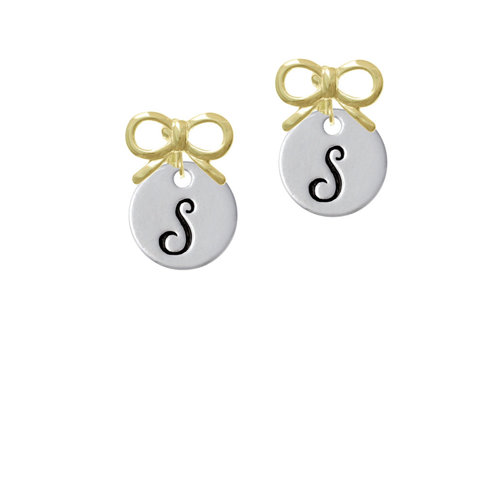 Large Script Letter - S - 3/4 Disc - Crystal Clip On Earrings Image 10