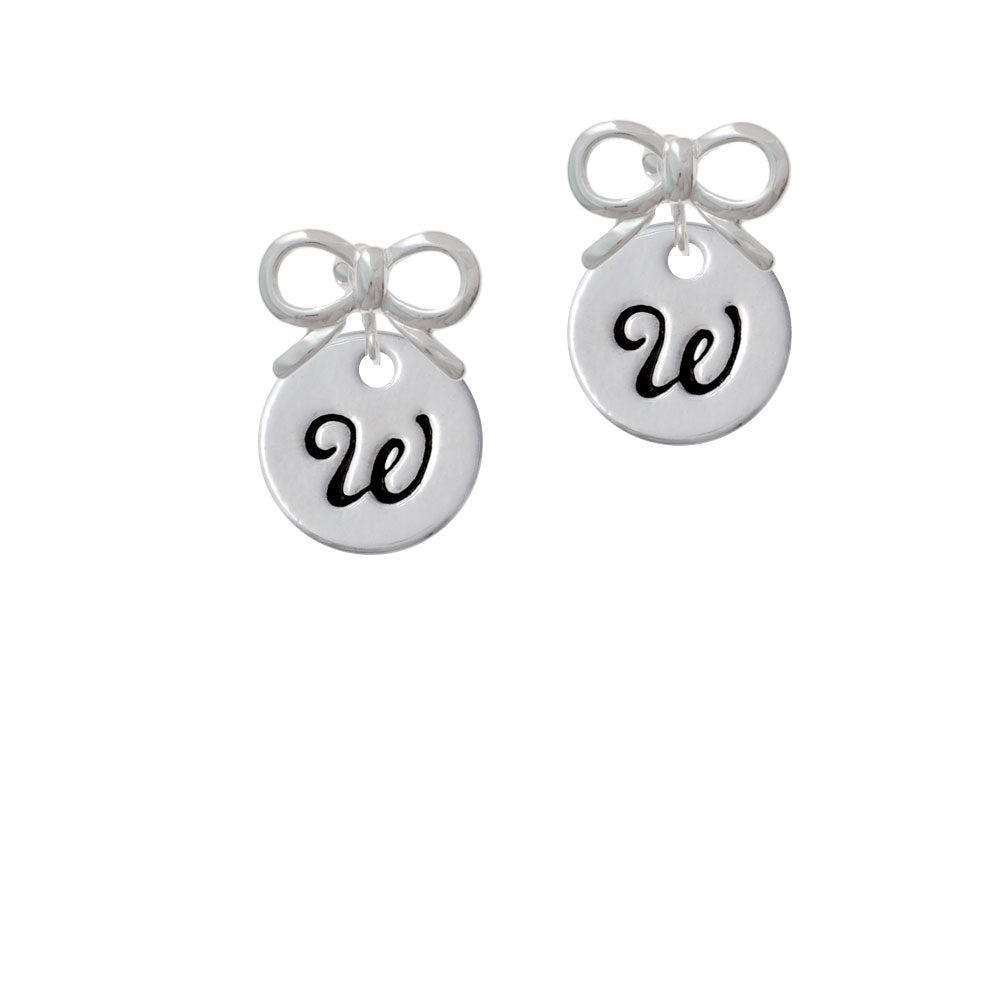 Large Script Letter - W - 3/4 Disc - Crystal Clip On Earrings Image 9