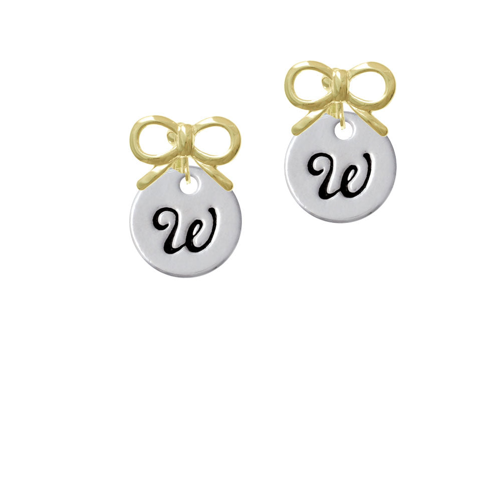 Large Script Letter - W - 3/4 Disc - Crystal Clip On Earrings Image 10