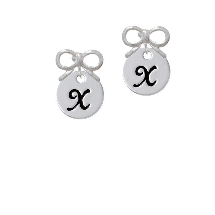 Large Script Letter - X - 3/4 Disc - Crystal Clip On Earrings Image 9