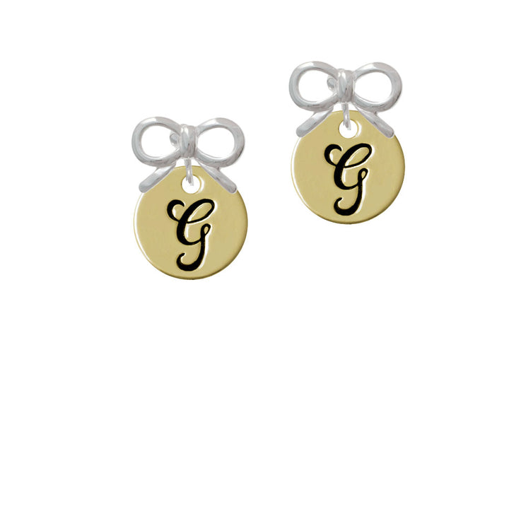 Large Gold Tone Disc Letter - G - 3/4 Crystal Clip On Earrings Image 9