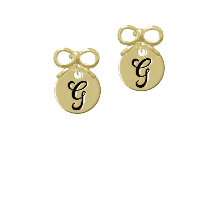 Large Gold Tone Disc Letter - G - 3/4 Crystal Clip On Earrings Image 10