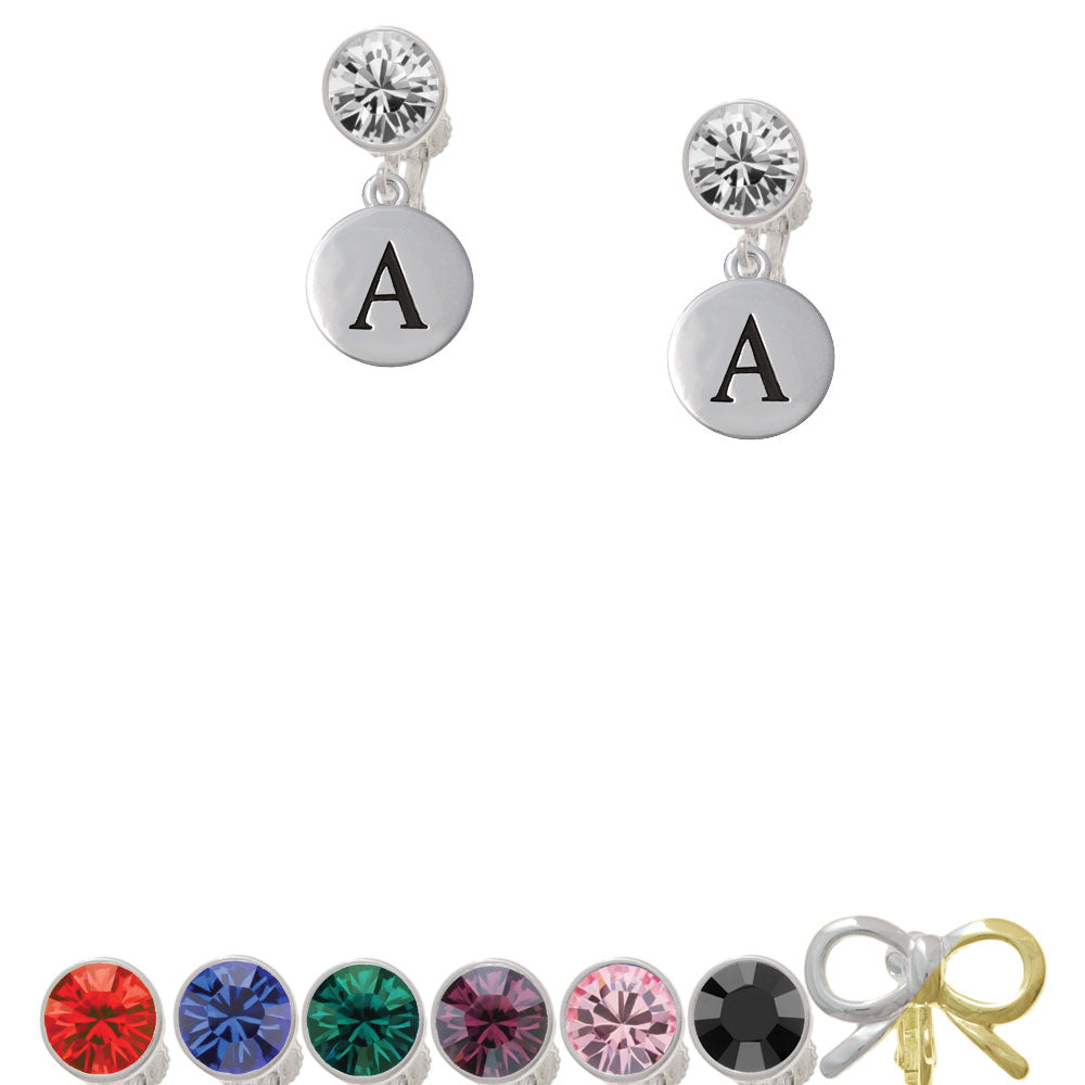 Capital Letter - A - Pebble Disc - Crystal Clip On Earrings Image 1